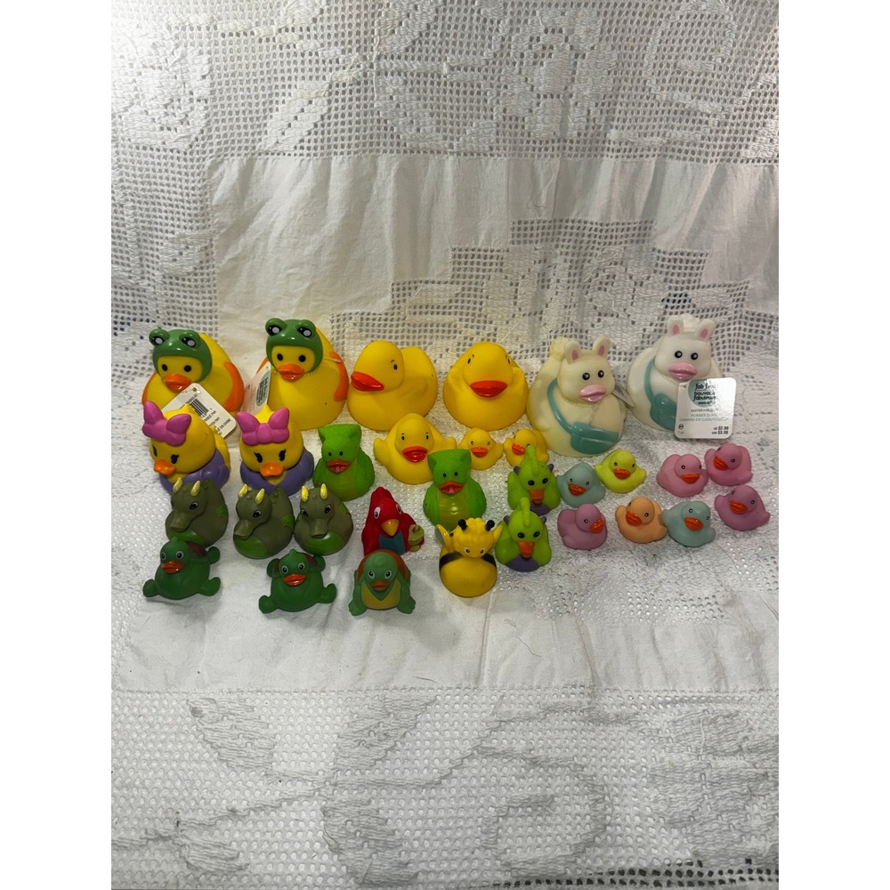 Rubber Duck Toy Lot Assorted Novelty Characters Easter Bunny Frog Dragon 28pc